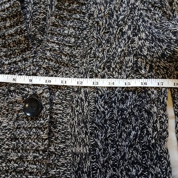 Tribal Button Front Long Sleeve Knit Cardigan Black White Sz M - Picture 13 of 14